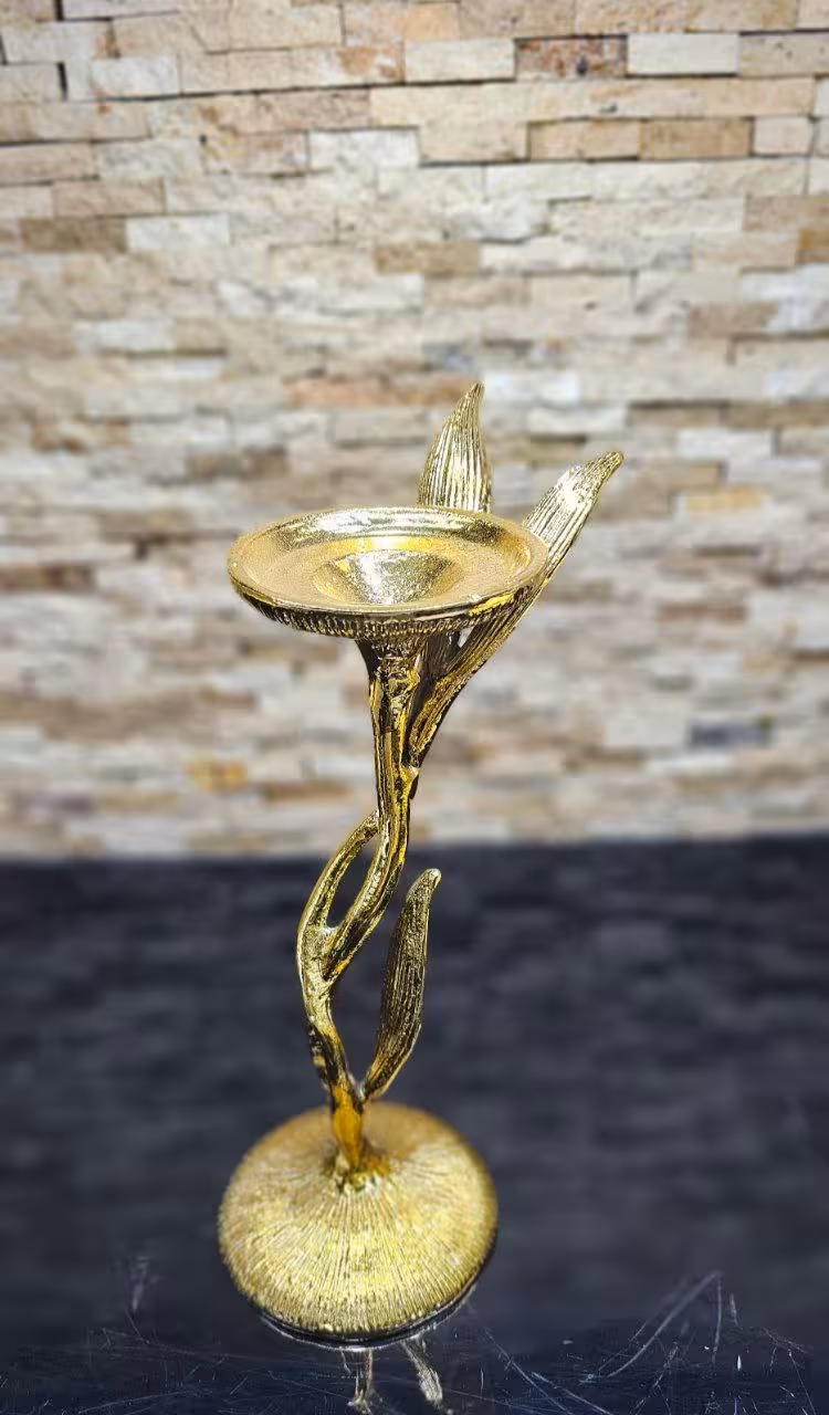 شمعدان جفتی المینیومی مدل سانسوریا طلایی