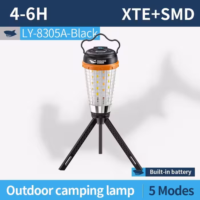 لامپ شارژی و چراغ کمپینگ مغناطیسی 5 حالته اسمایلینگ‌شارک LY8305