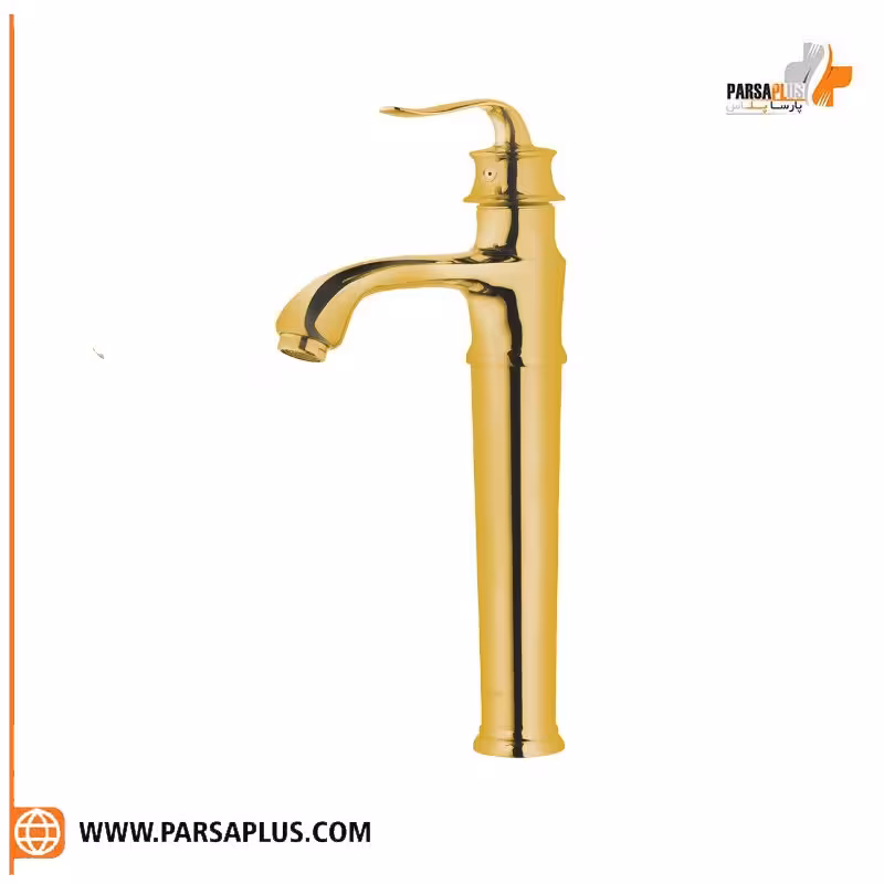 شیر روشویی پایه بلند دوان مدل کاجان طلایی