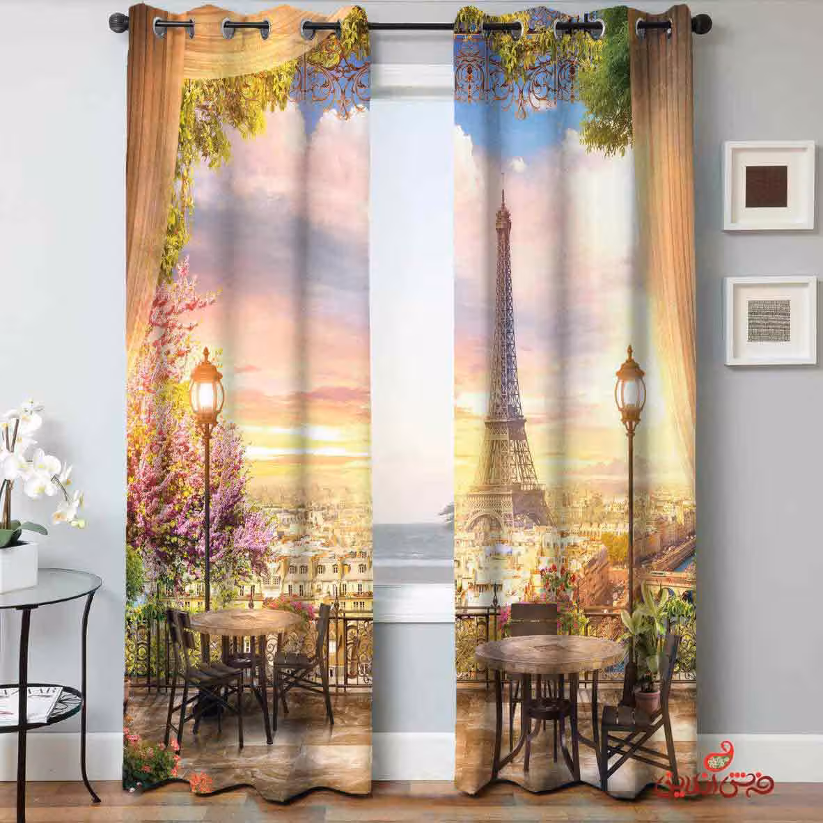پرده 2عددی طرح برج ایفل کد 2040
