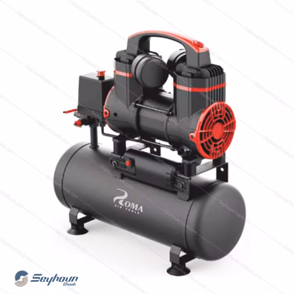 کمپرسور باد 10 لیتری بدون روغن سایلنت 900 وات 8 بار برند روما ROMA 2-F010