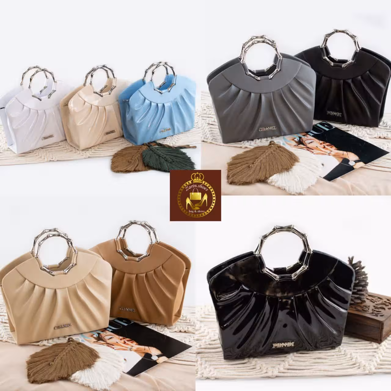 کیف زنانه ورنی دسته گرد مجلسی کد 4578