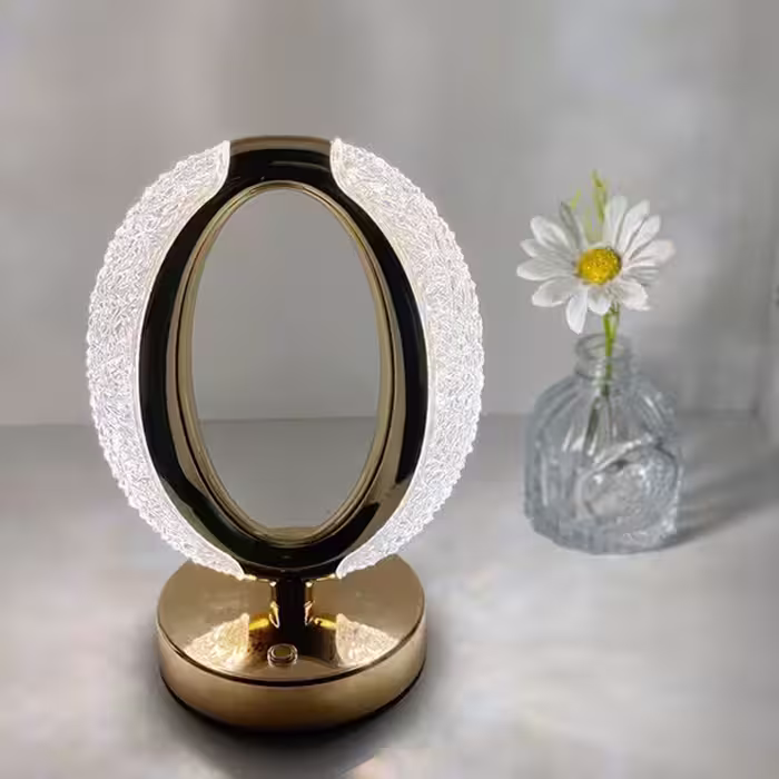 چراغ خواب و دکوری کریستالی بیضی