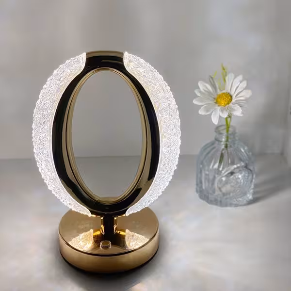 چراغ خواب و دکوری کریستالی بیضی