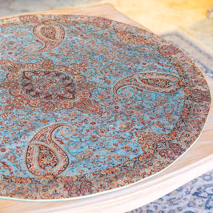 رومیزی گرد طرح سالار فیروزه ای مدل 617