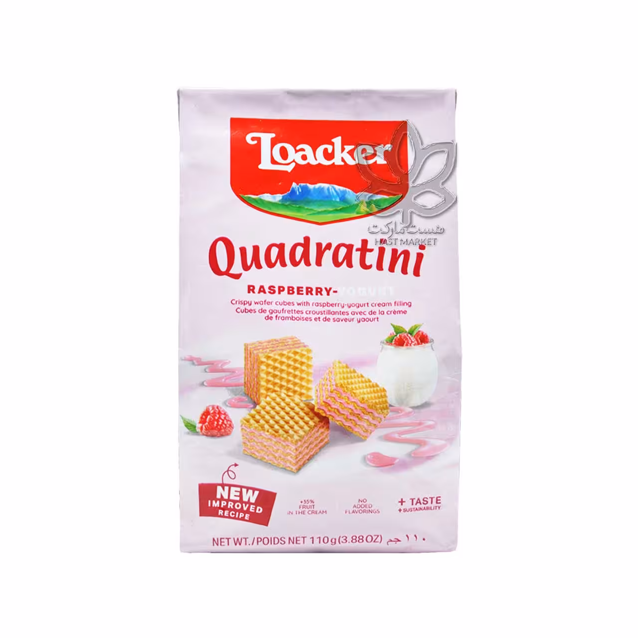 ویفر کرم ماست رزبری 110 گرم کوادراتینی لواکر - loacker