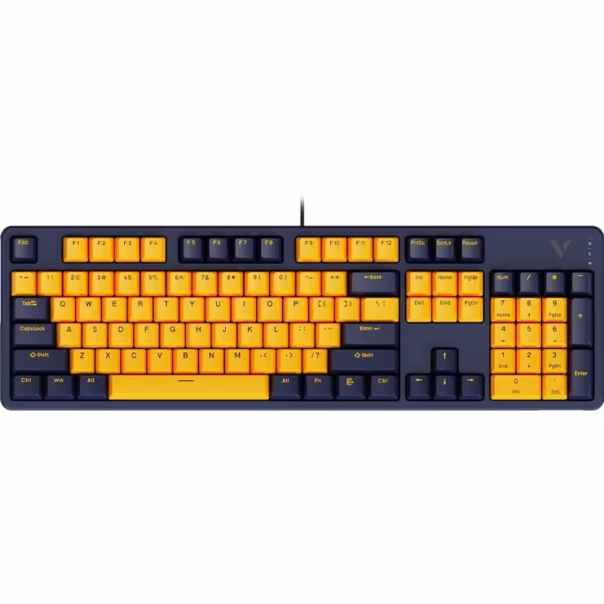 کیبورد مخصوص گیم رپو مدل V500pro رنگ زرد و آبی