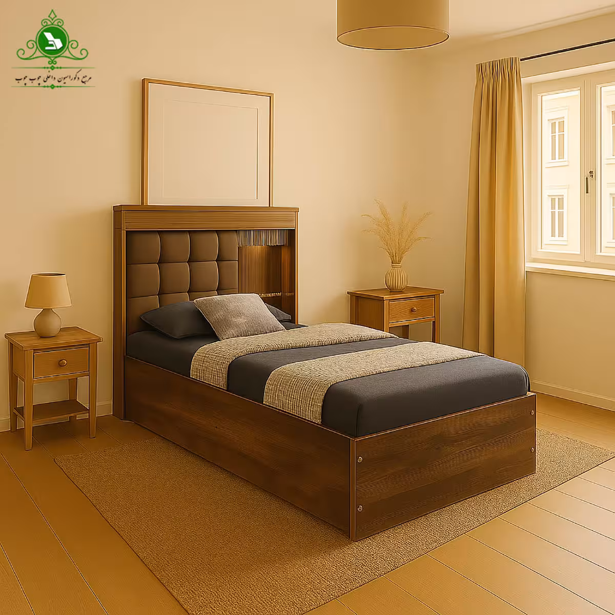 تخت خواب یک و نیم نفره مدل آینه گرد عرض 120