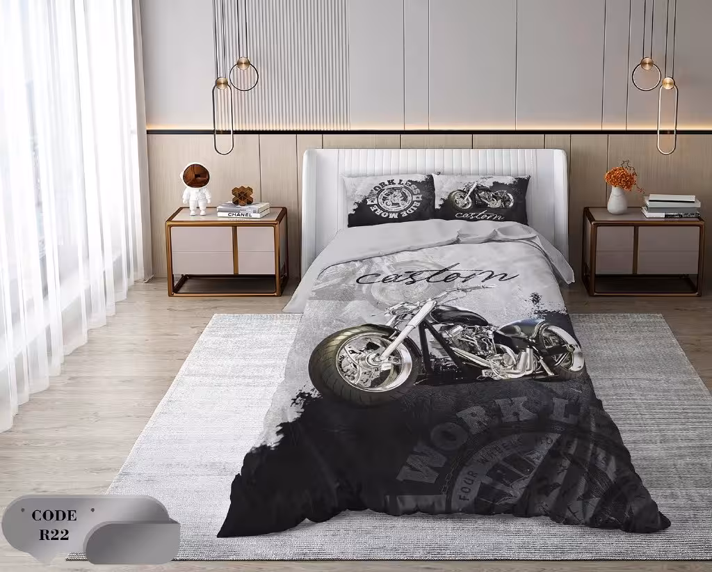 سرویس روتختی 1 نفره 4 تکه ابعاد 1.65 ×2.35 کشدار ضد حساسیت و عرق کد R22 | ست خواب و ست روتختی