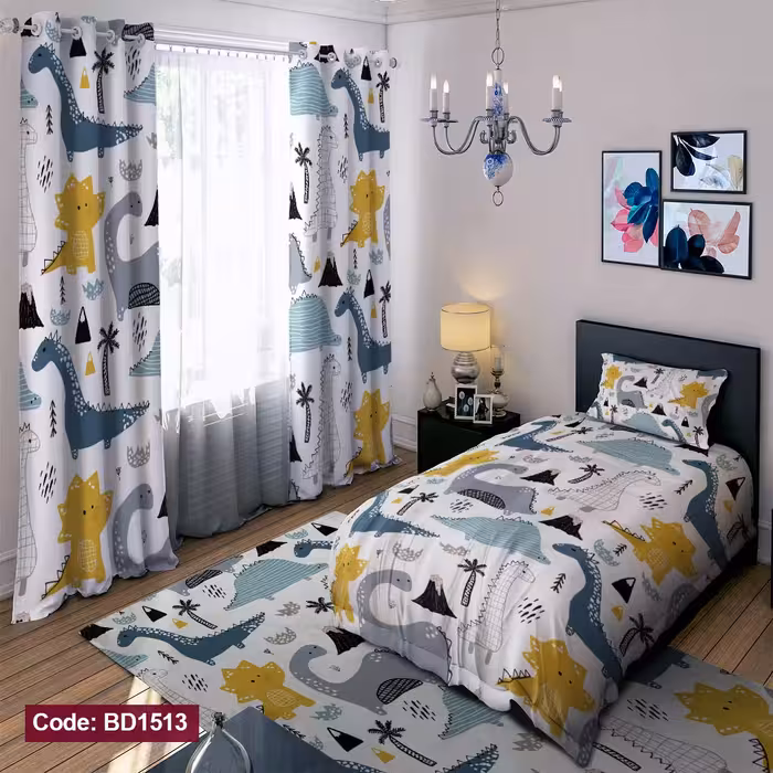 پرده پانچی مخمل چاپی دخترانه کد 1513