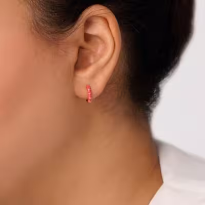 گوشواره صورتی ژوپینگ حلقه ای a19