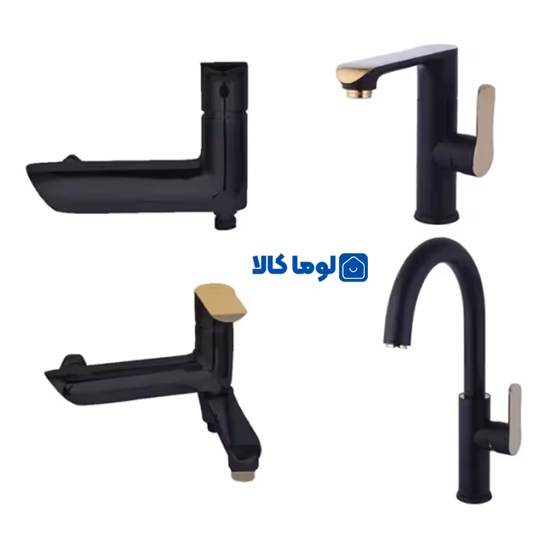 ست شیر آلات راسان مدل دینو مشکی رز گلد