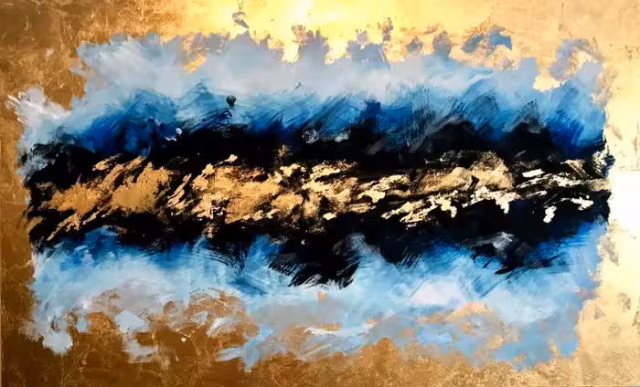 تابلو نقاشی مدرن کار شده با ورق طلا کد 102106