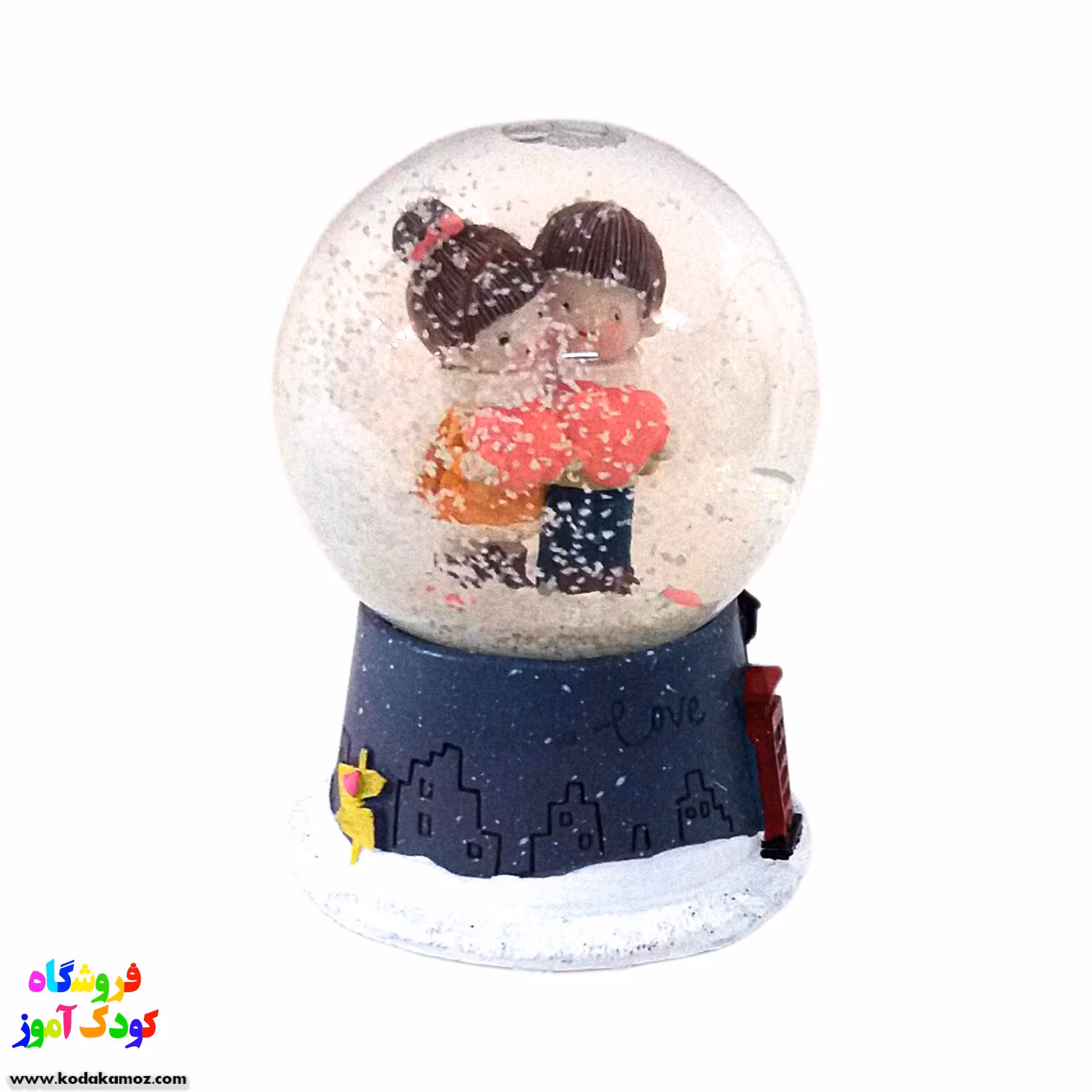 گوی موزیکال برفی(گوی موزیکال دخترو پسر عاشق قلب صورتی )سایز متوسط 1792