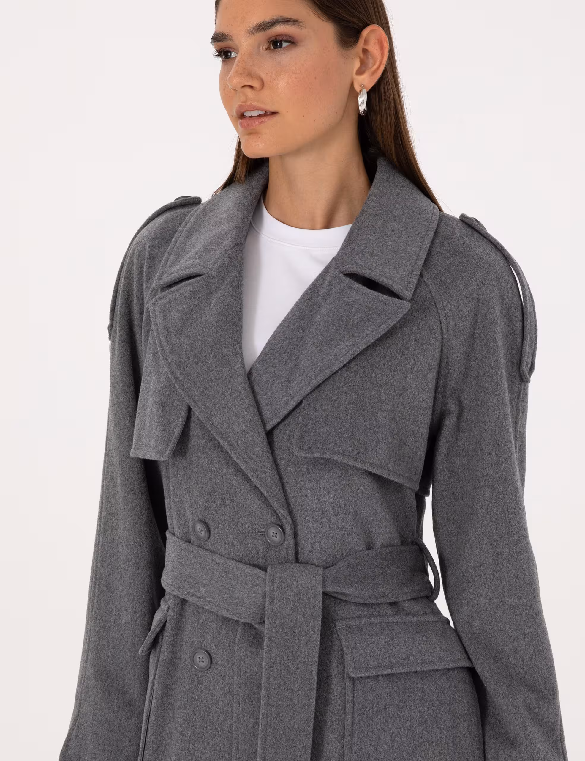 پالتو زنانه خاکستری تیره پیرکاردین