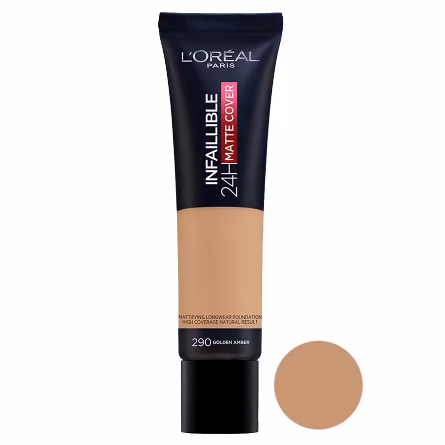 کرم پودر مات اینفالیبل اورال رنگ امبر 24 ساعته L&#039;Oreal Infallible 24H Matte Cover Foundation 290 Amber