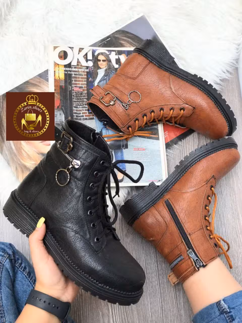 نیم بوت پوتین بندی زنانه مدل حلقه