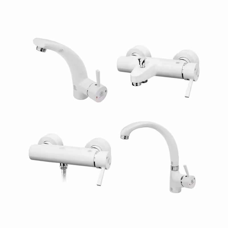 ست شیرآلات چهارتکه قهرمان مدل ارکیده سفید کروم