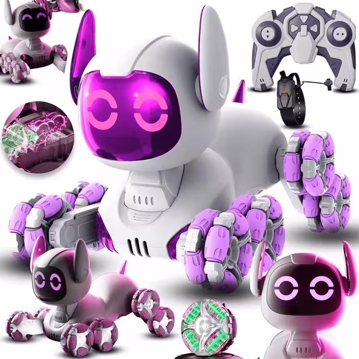 ربات سگ کنترلی حرکتی هشت چرخ شارژی