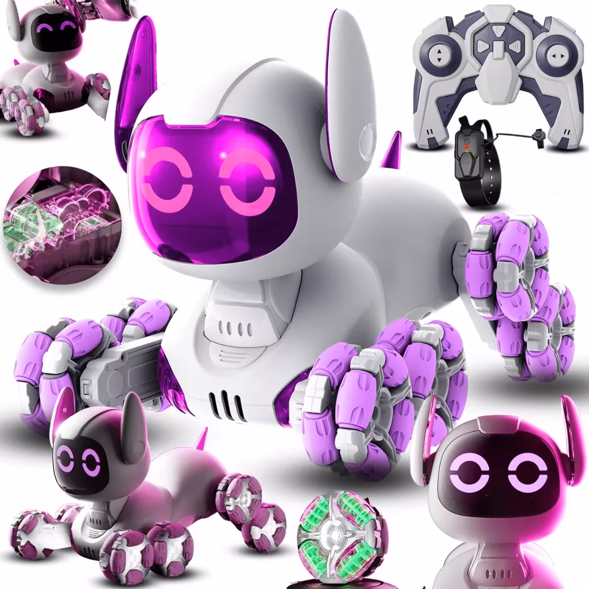 ربات سگ کنترلی حرکتی هشت چرخ شارژی