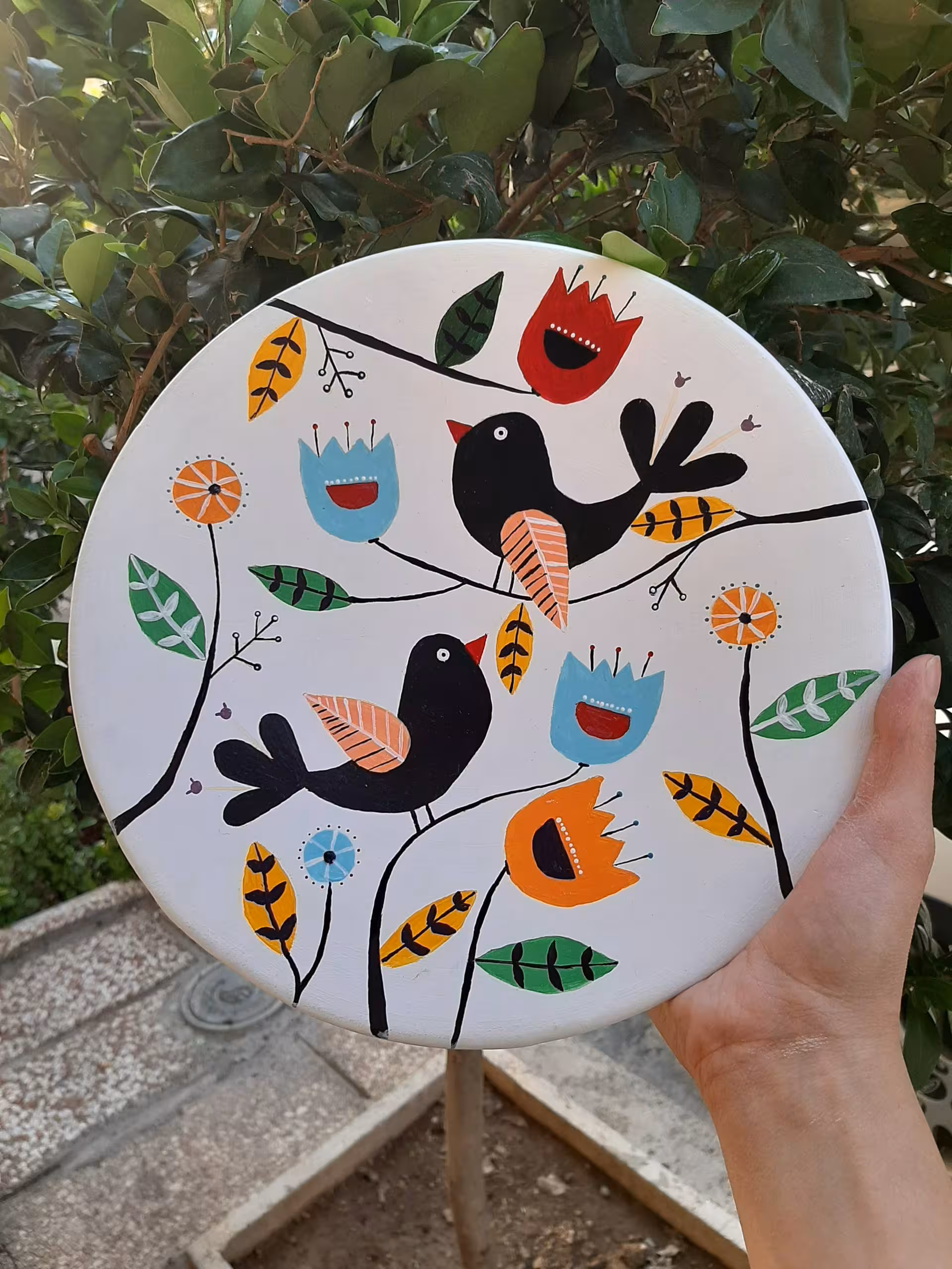 بشقاب دیوارکوب سفالی طرح پرنده کد 102388