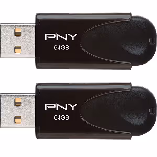 فلش مموری پی ان وای مدل Attach 4 ظرفیت 64 گیگابایت 2in1pack Black