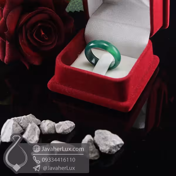حلقه سنگ عقیق سبز _ کد : 400658