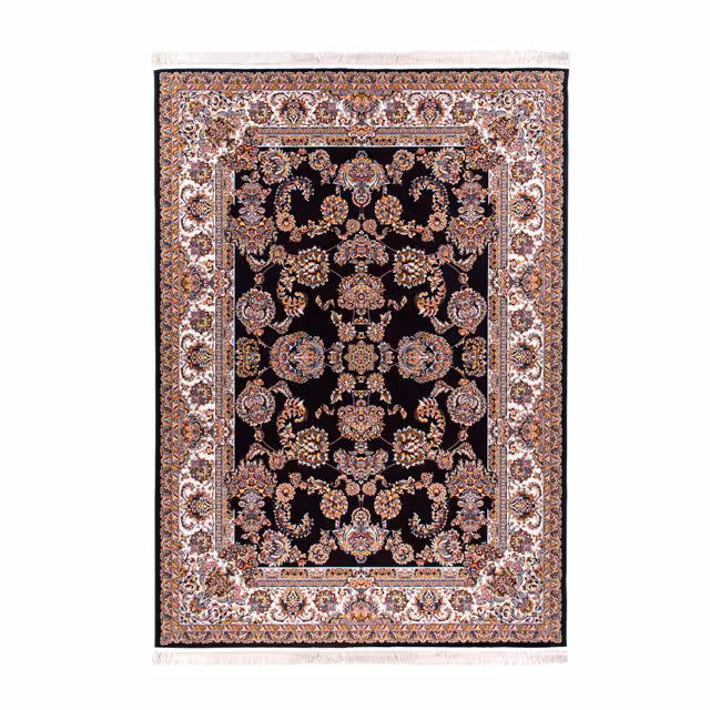 فرش ماشینی دنیای فرش طرح رازقی رنگ زمینه مشکی