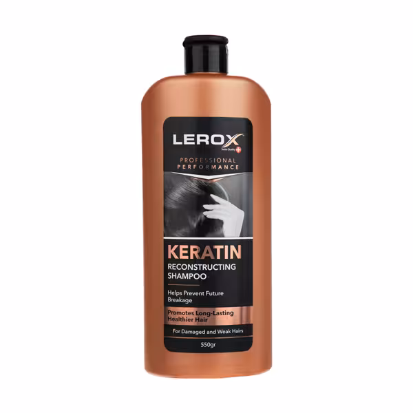 شامپو مو لروکس مدل Keratin حجم 550 گرم مناسب موی شکننده و آسیب دیده