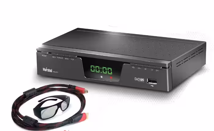 گیرنده دیجیتال تلویزیون مارشال مدل ام ای 895 همراه با دو عدد عینک 3D