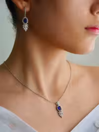 نیمست یاقوت کبود نقره جواهری کد 00301