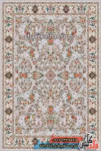 فرش 1000 شانه طرح افشان نیلی زمینه فیلی کاشان – گل برجسته