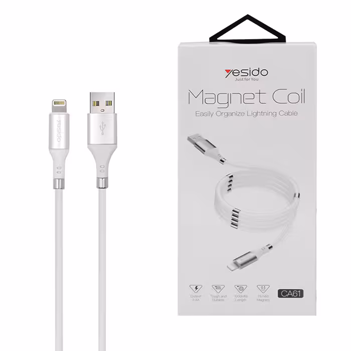 کابل مگنتی USB به لایتنینگ یسیدو YESIDO CA61 طول 1متر 2.4 آمپر