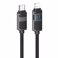 کابل شارژ ال ای دی دار Lightning به Type-c به طول 1.2 متر و توان 27W 3A مدل HOCO U137