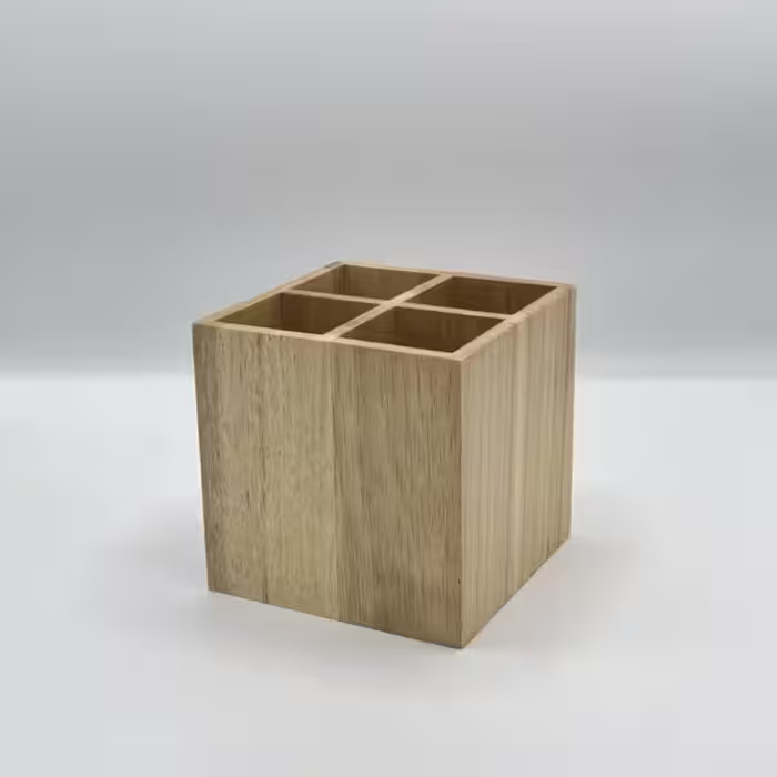 چوب راش - جا قاشق و چنگال مربع 4 خانه