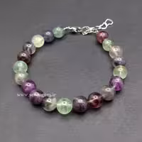 دستبند زنانه سنگ فلوریت رنگین کمانی (کدA321)