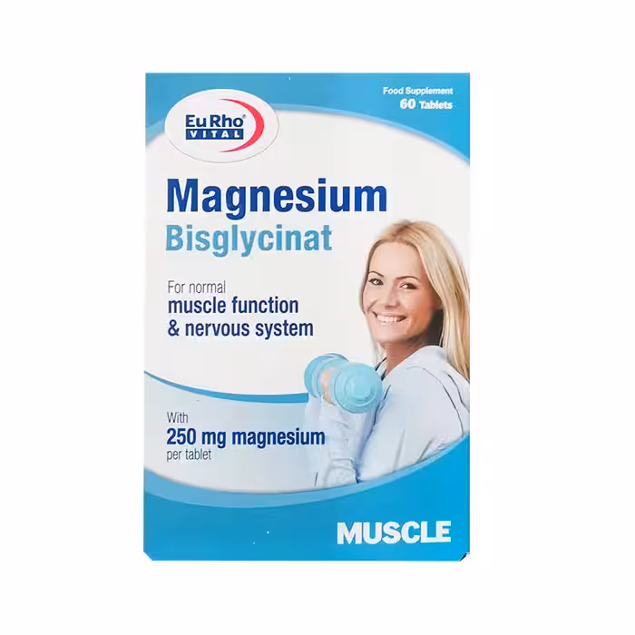 قرص منیزیم بیس گلایسینات یوروویتال | بهبود عملکرد سیستم عصبی و عضلانی