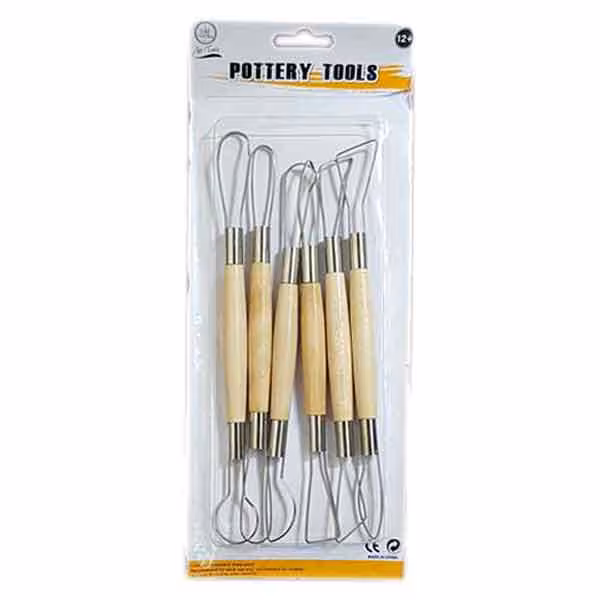 ابزار مجسمه سازی ست 6 عددی فنری با دسته چوبی