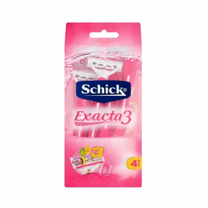 تیغ اصلاح زنانه 3 لبه شیک مدل Exacta بسته 4 عددی