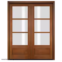 درب چوبی با طراحی تقارن‌دار دو لنگه شیشه خور کد 1207