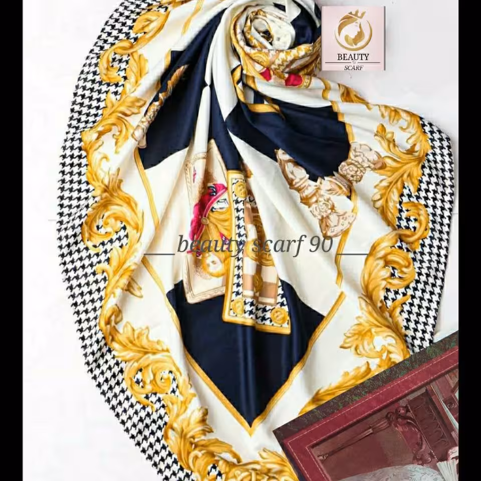 روسری وارداتی مجلسی ابریشم توییل کجراه
