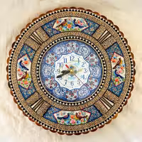 ساعت خاتم کاری گل و مرغ با صفحه میناکاری گرد کوچک