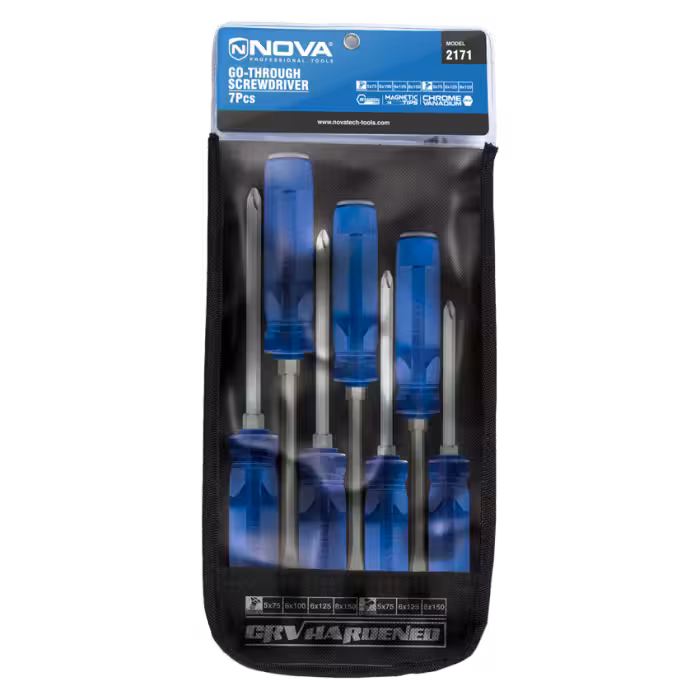 ست پیچ گوشتی ضربه خور کیفی 7 عددی نووا مدل 2171