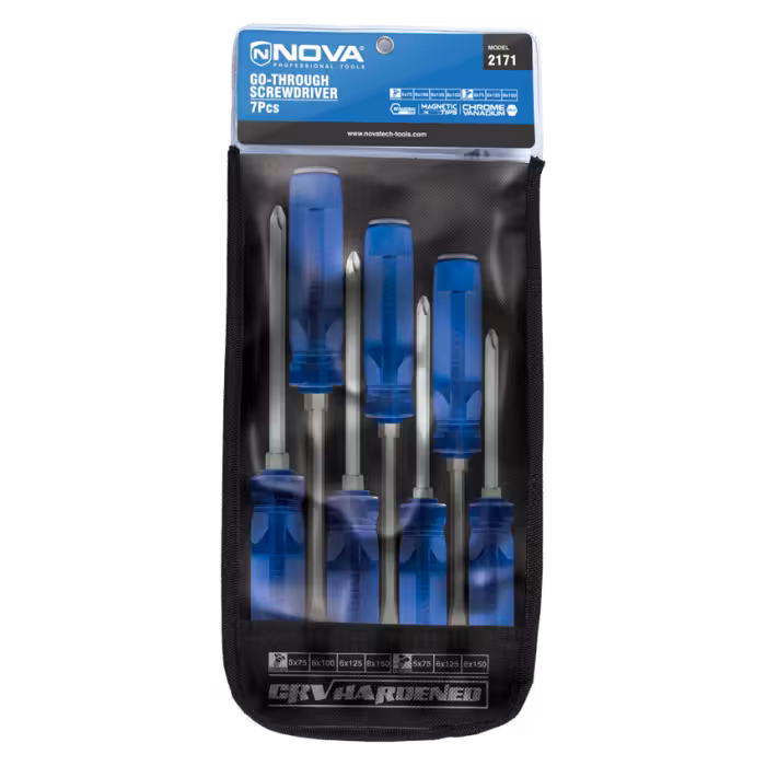 ست پیچ گوشتی ضربه خور کیفی 7 عددی نووا مدل 2171