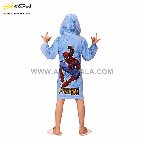حوله پالتویی کودک پودایران طرح مرد عنکبوتی سایز 100
