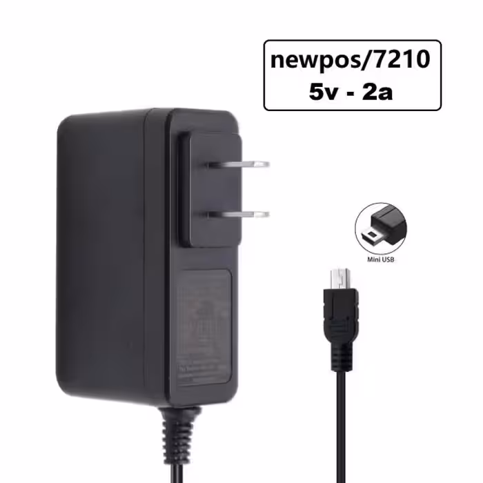 شارژر کارتخوان 5v/2a نیوپوز newpos 7210 طول سیم 100 سانتی متر فیش مینی یو اس بی MINI USB