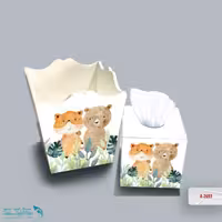ست سطل و جا دستمال چوبی کودک طرح حیوانات گوگولی کد A2693