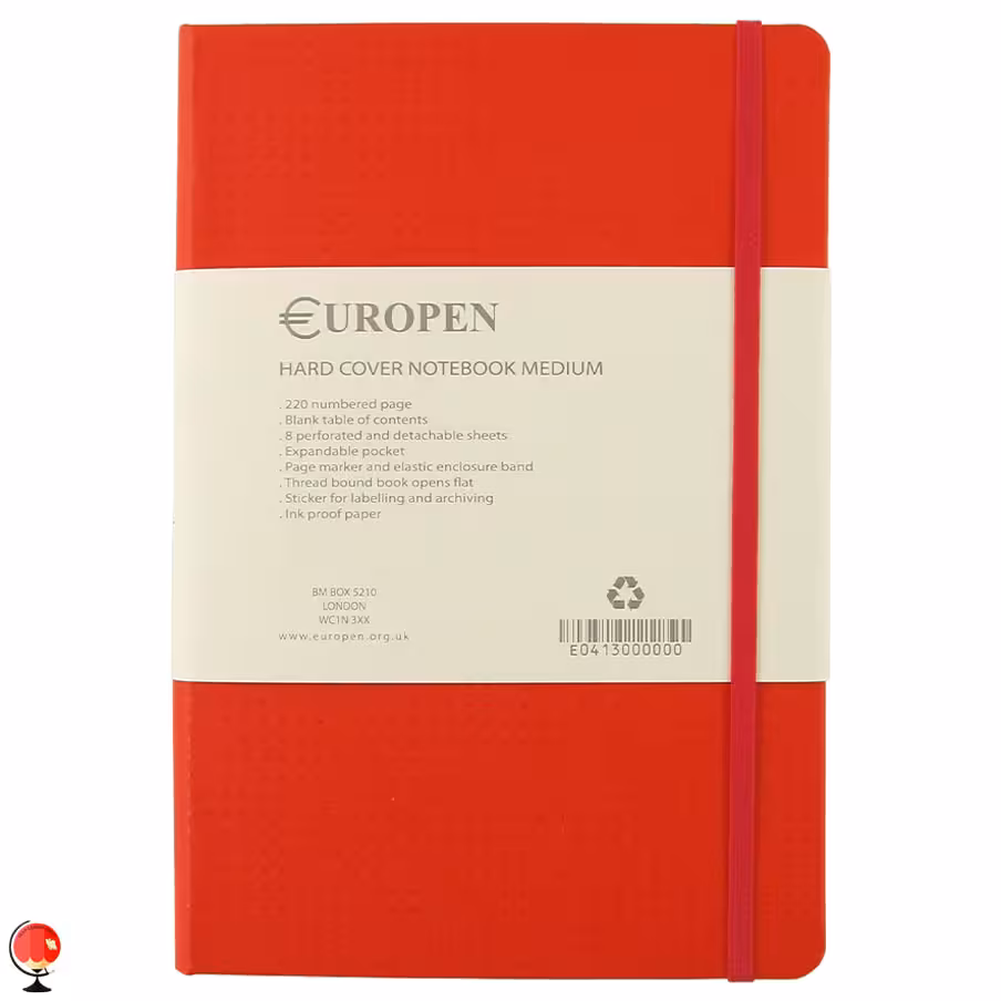 دفتر یوروپن مدل Hard Cover Medium رنگ قرمز