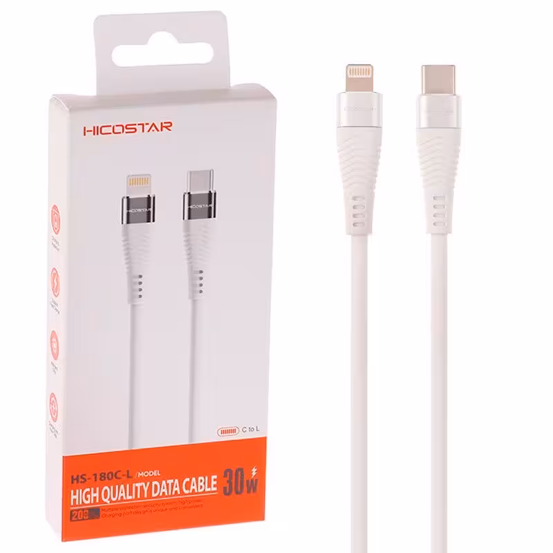 کابل تبدیل کوتاه فست شارژ Hicostar HS-180C-L Type-C To Lightning PD 30W 20cm