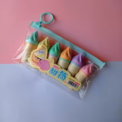 ماژیک طرح بستنی قیفی مجموعه 6 عددی